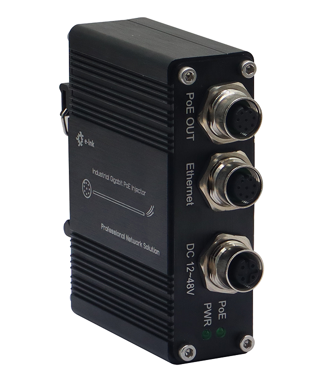 Power Over Ethernet - Injetor industrial en50155 m12 poe 12-48v
